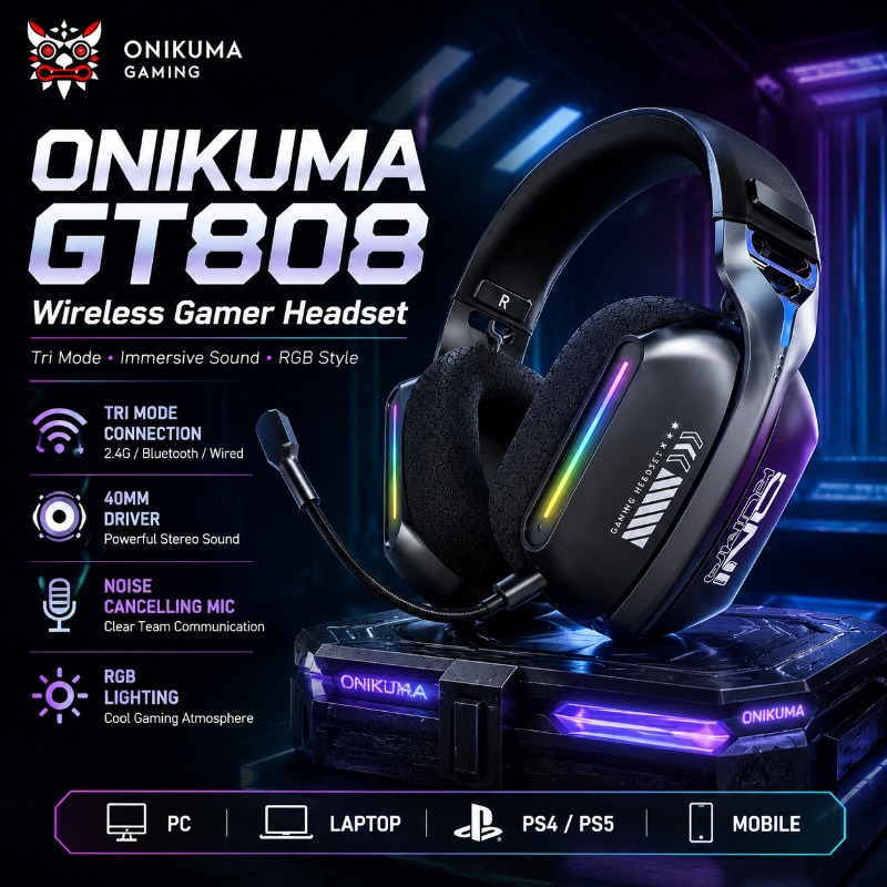 Gaming Console For Your Phone - ONIKUMA GT808 Wireless Gaming Headset Tri