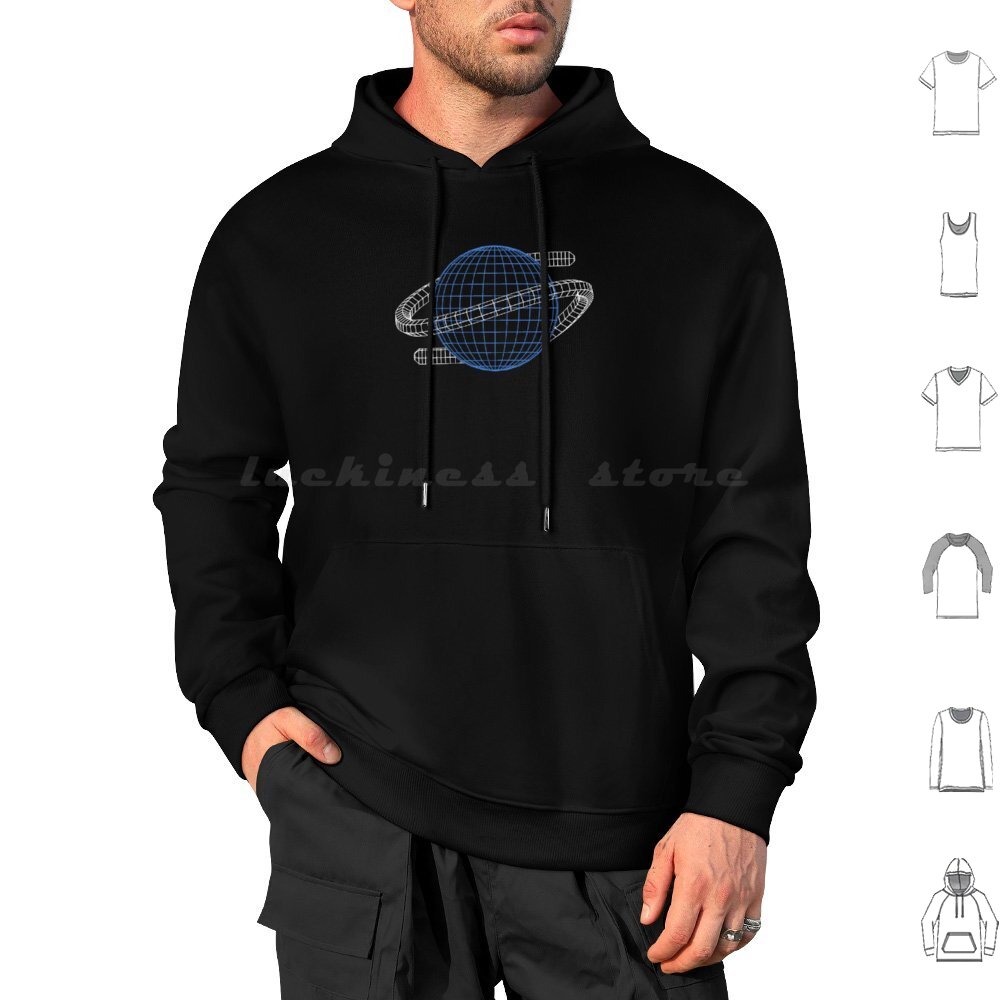 Gaming Console In 90S - Saturn Wireframe Hoodies Long Sleeve Saturn