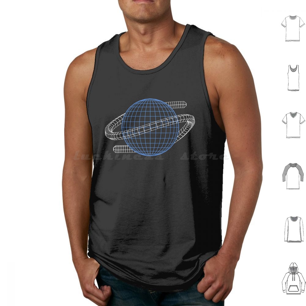 Gaming Console In 90S - Saturn Wireframe Tank Tops Print Cotton