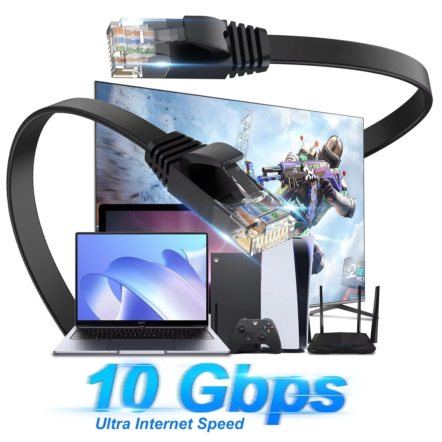 Cat 6 Ethernet Flat Cable, Out - Lan Cable Gaming review and price